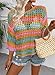 Dokotoo Womens Tops Spring Summer Resort Wear Beach Vacation Short Sleeve Crochet Hollow Out Color Block Striped Round Neck Dressy Casual Lightweight Knit Sweater Fashion Clothing Orange Medium