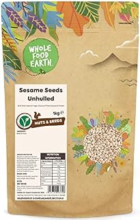 Wholefood Earth Sesame Seeds Unhulled 1kg, GMO Free, Natural, Vegan, Source of Fibre, Source of Protein