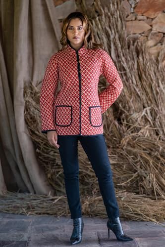 Image of Reversible Jacket for Women | Double Sided Quilted Jacket | Reversible Winter Jacket for Women | Stylish Ethnic Printed Jacket | Warm & Comfortable Casual Outerwear
