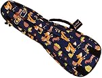 MUSIC FIRST Cute Cartoon Canvas Little Fox Ukulele Case, Fit for 23-24 inch Concert Ukulele