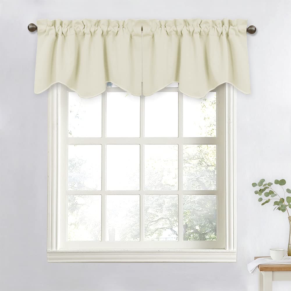 NICETOWN Curtain Valances for Kitchen - Thermal Insulated Farmhouse Window Valances Rod Pocket Small Curtain Tiers for Basement/Living Room, 1 Piece,
