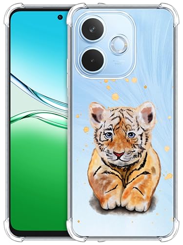Coque Oppo A5 Pro antichoc en TPU transparent avec protection arrière motif bébé tigre