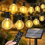 Warlisou Solar-String-Lights-Outdoor-Garden - G40 65.6ft String Lights Outdoor Festoon - Remote Control 20M Light Outside Solar Powered Waterproof Led - Patio Party Gazebo Weding