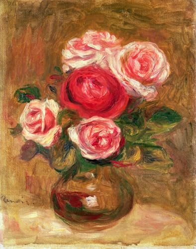 Affiche toile Roses en pot Renoir pour décoration murale du salon ou de la chambre