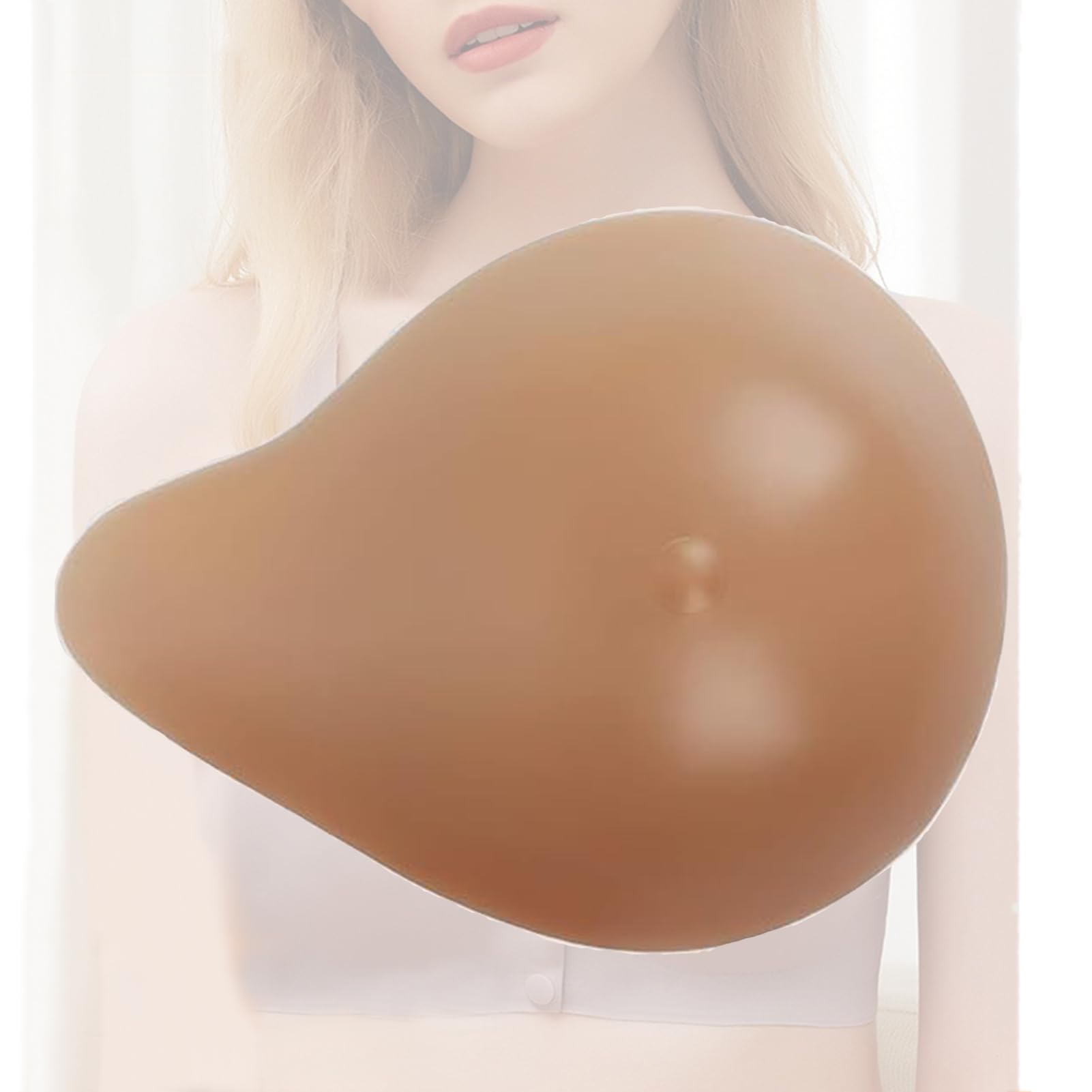 OSEMISS Self Adhesive Silicone Breast Form Brown Left/Right Mastectomy Prosthesis Crossdress Transvestite Concave Bra Enhancer Insert One Piece,Right Side Only,D Cup :400g