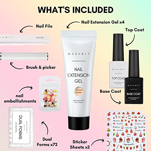Makartt Marble Nail Polish And Sweet Cravings Poly Nail Gel Kit Bundle, Blooming Gel Nail Polish Set Nail Ink Watercolor Pastel Blossom Gel Nail Polish, Nail Extension Gel Kit 4 Color Gel Hard Gel #TOP3