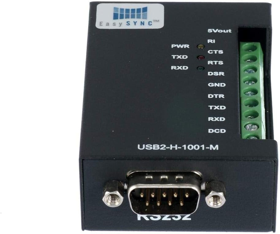 USB 2.0 USB to 1 Port Serial RS232 Industrial Adapter, metal case, black