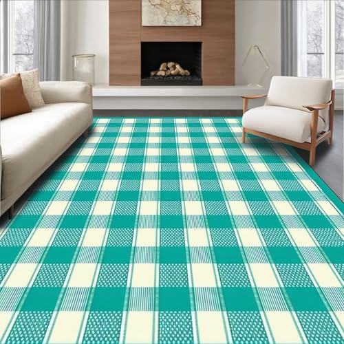 ODIKA Flatwoven High Traffic Area Rug 6x9, Breeze Teal and