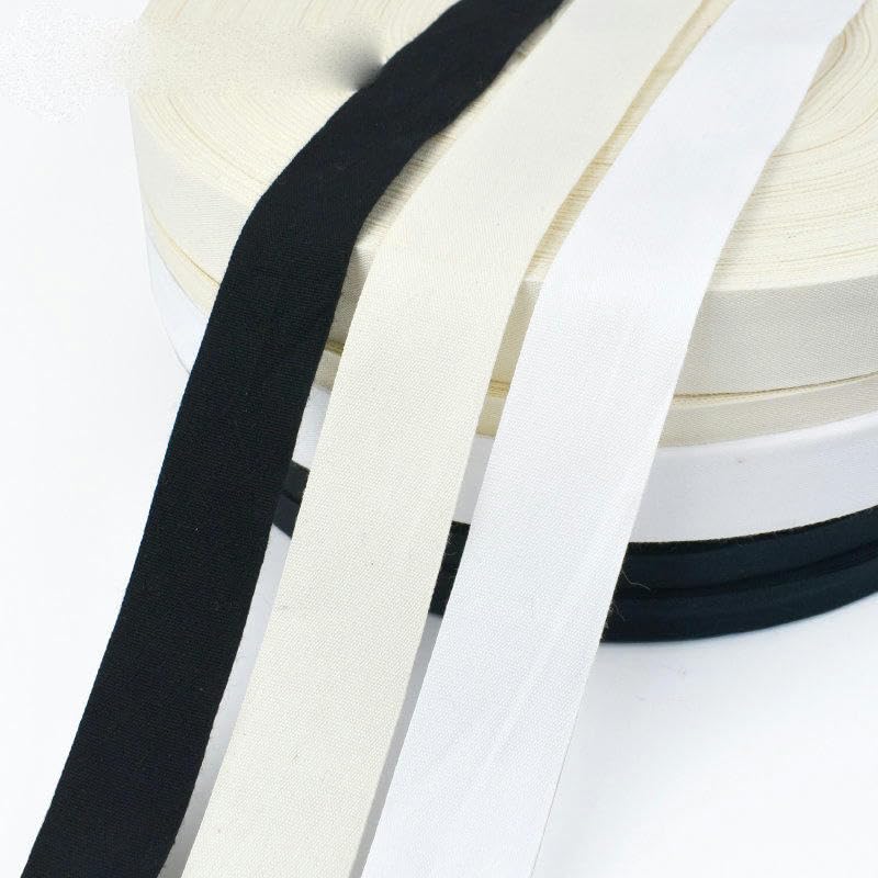 1 cinta de algodón de 90 m ajustable para bolsa de 10/15/20/25/30/35 mm, cintas duraderas para manualidades y costura al bies, tela blanca para accesorios y manualidades