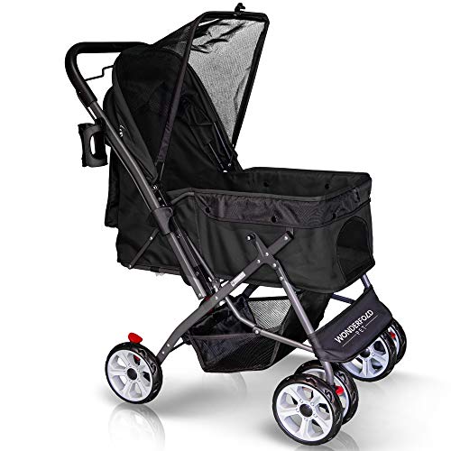 WONDERFOLD P1 Folding Pet Stroller with Zipperless Entry & Reversible Handle Bar Featuring Storage Basket, Tear… - Image 3