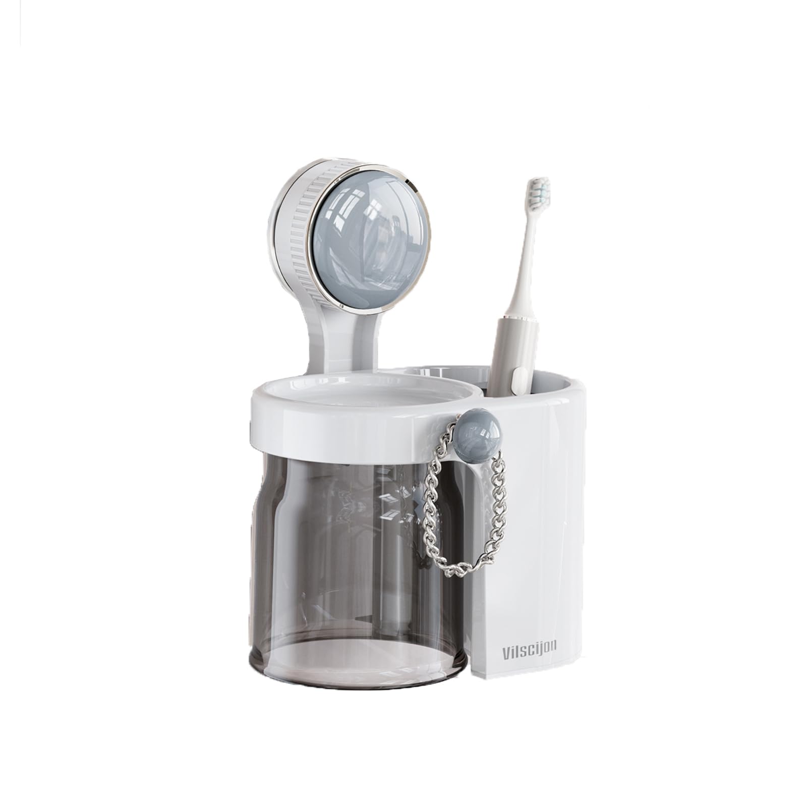 Electric Toothbrush Holder Wall Mounted, Detachable with Drainage & Magnetic Rinse Cup, Minimalist Bathroom Organizer with Optional desktop styles (Simple white, Desktop version)