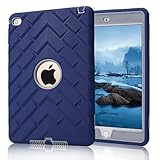 iPad Mini 4 Case, iPad A1538/A1550 Case, Hocase Rugged Shockproof Anti-Slip Hybrid Hard Shell+Silicone Rubber Bumper Protective Case for Apple iPad Mini 4th Generation 2015 - Navy Blue/Grey