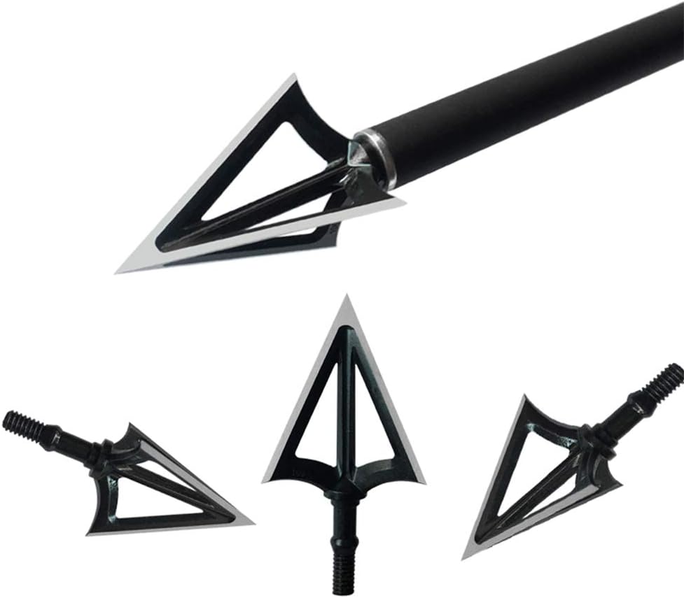 Archery Broadheads 100/125 Grain Fixed Blades Stainless Steel Hunting Broadheads for Crossbow Recurve Bow and Compound Bow 6/12 PK