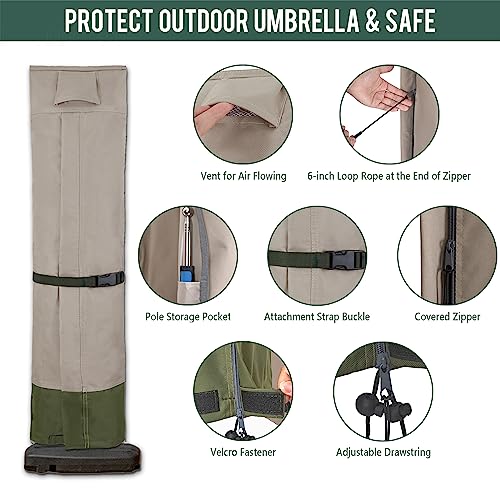 Rachmi UC0302 Patio Cantilever Umbrella Cover For 9-13 Ft Umbrellas, 600D Water-Resistant Uv & Fade Resistant Cover Fits Round / Square Outdoor Garden Offset Parasol With Zipper & Rod thumb #5