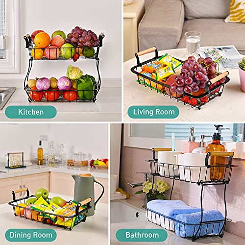 image for ANTOPY 2 Tier Fruit Basket for Kitchen Countertop Vegetable Fruit Bowl
