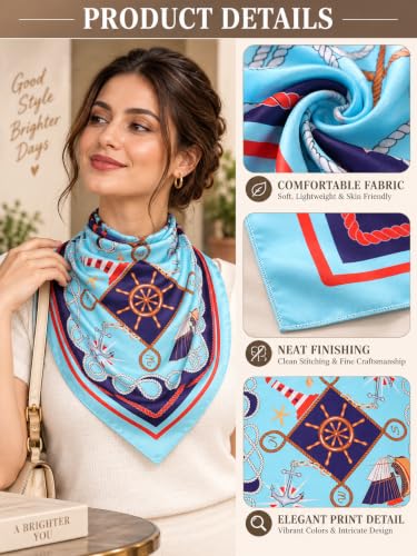 Image of Ravaiyaa - Attitude is everything Women Printed Silk Bandana 21 x 21 Inch Square Headband & Hair Wrap, Soft & Versatile | Fashion Neck Wrap