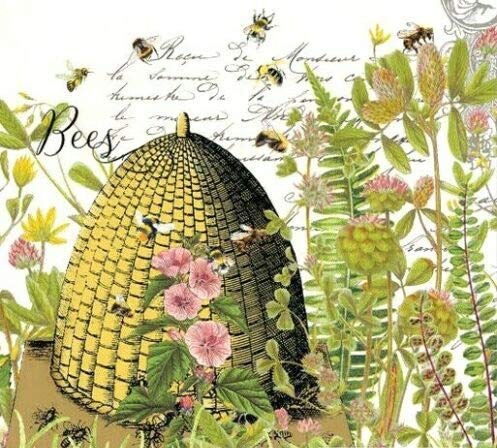 Set of 2 Individual Decoupage Paper Party Napkins BEE HIVE HONEY Watercolor Decor Luncheon Napkin for a Birthday holiday