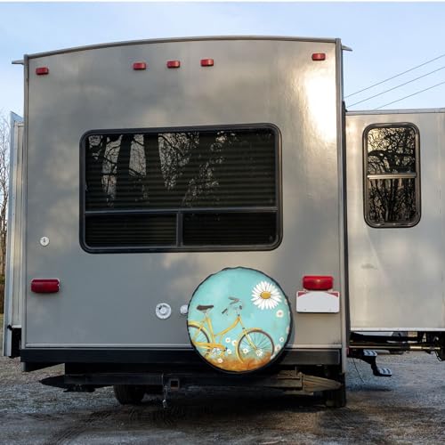 Image of Dujiea Daisy Bicycle Spare Tire Cover, Universal Wheel Tire Cover Waterproof Dust-Proof Tire Protectors for Trailer Rv SUV Truck Camper and Many Vehicle 14 15 16 17 Inch