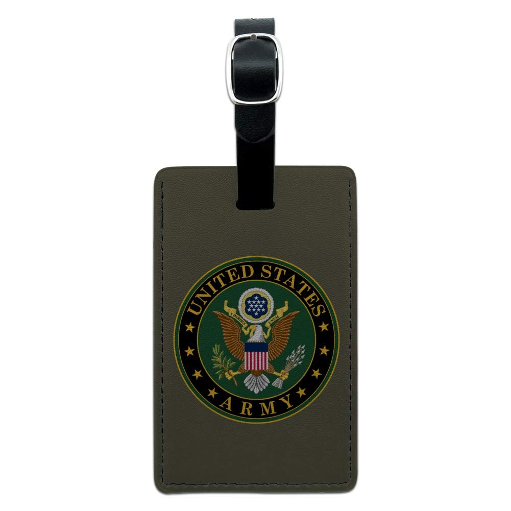 U.S. Army United States Army Eagle Logo Rectangle Leather Luggage Card ID Tag