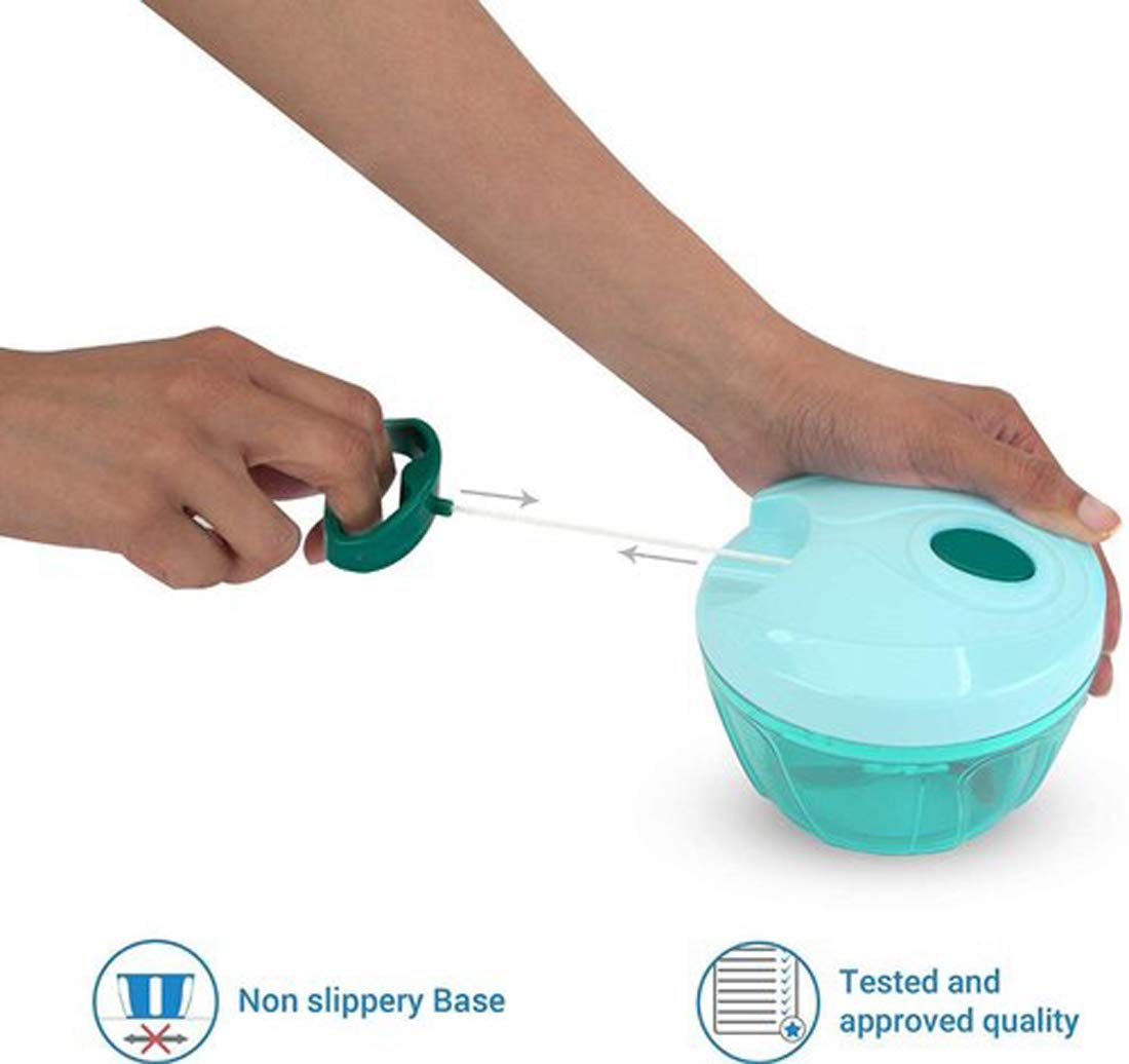 GTC® Mini Handy and Compact Quick Vegetable Chopper with Stainless Steel Blade (C 201-43, Blue) 3