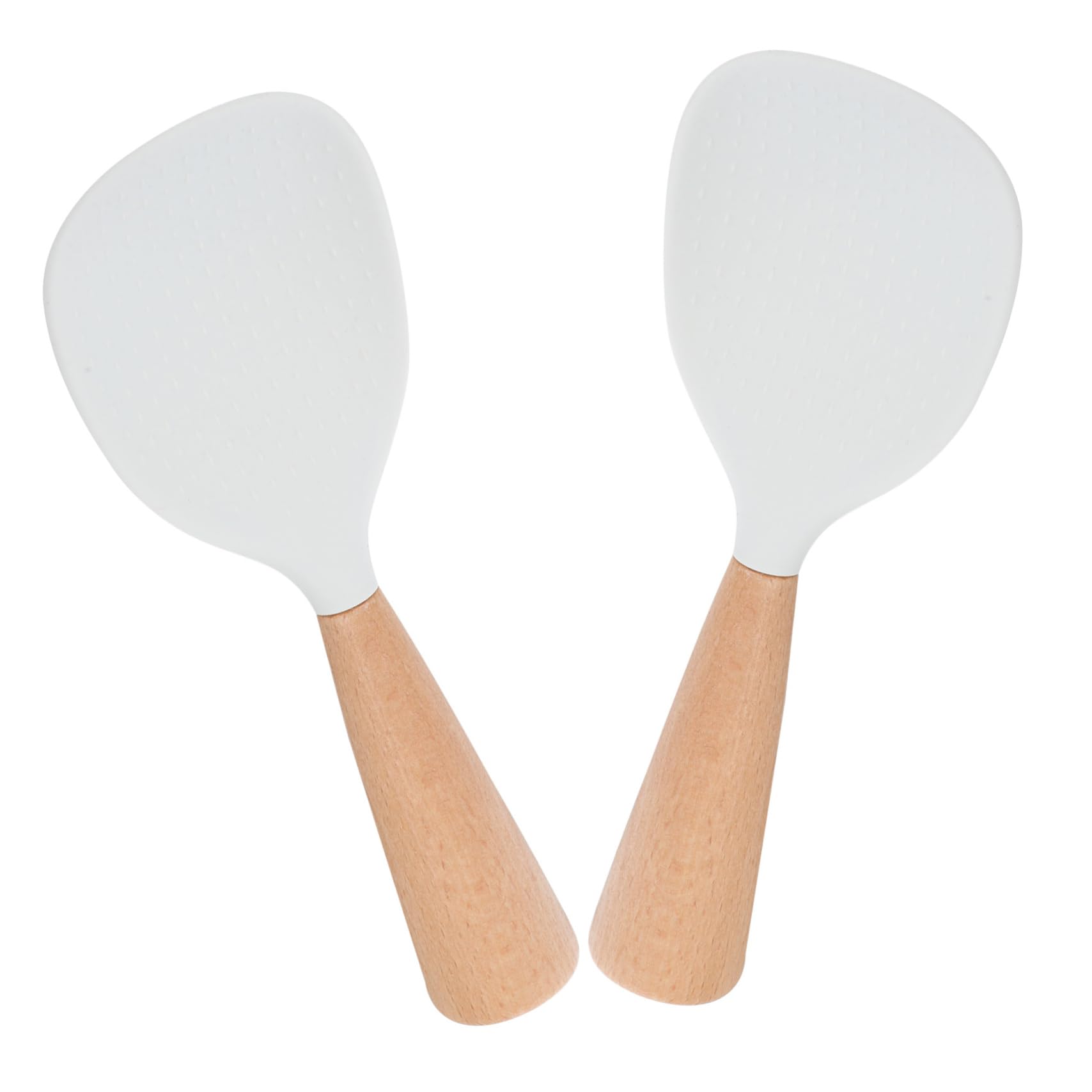 INOOMP 2pcs Standing Rice Spoon Non Stick Silicone Kitchen Scoop with Ergonomic Wood Handle Heat Resistant and Easy to Clean Rice Serving Tool for Household Use