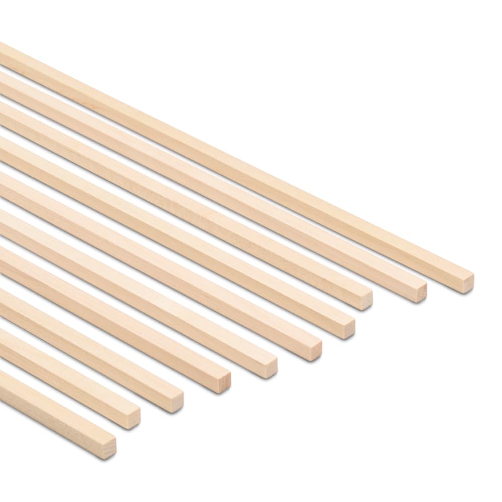 DIY Wooden Square Dowel Rod 1/4-inch x 12 Pack of 25 Hobby Wood Sticks for Crafts, Wood Trim & Architecture Model Making, by Woodpeckers