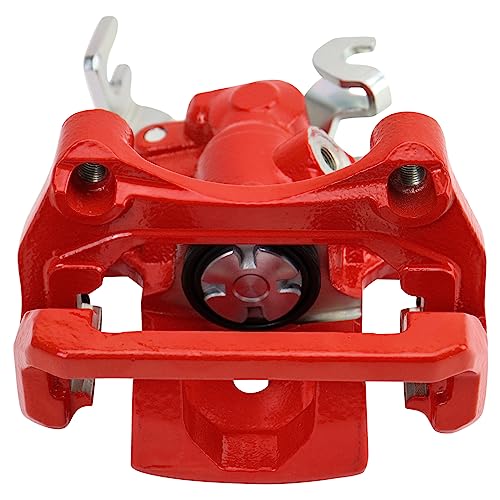 Image of TRQ Rear Right Brake Caliper w /Bracket Performance Red Passenger Side