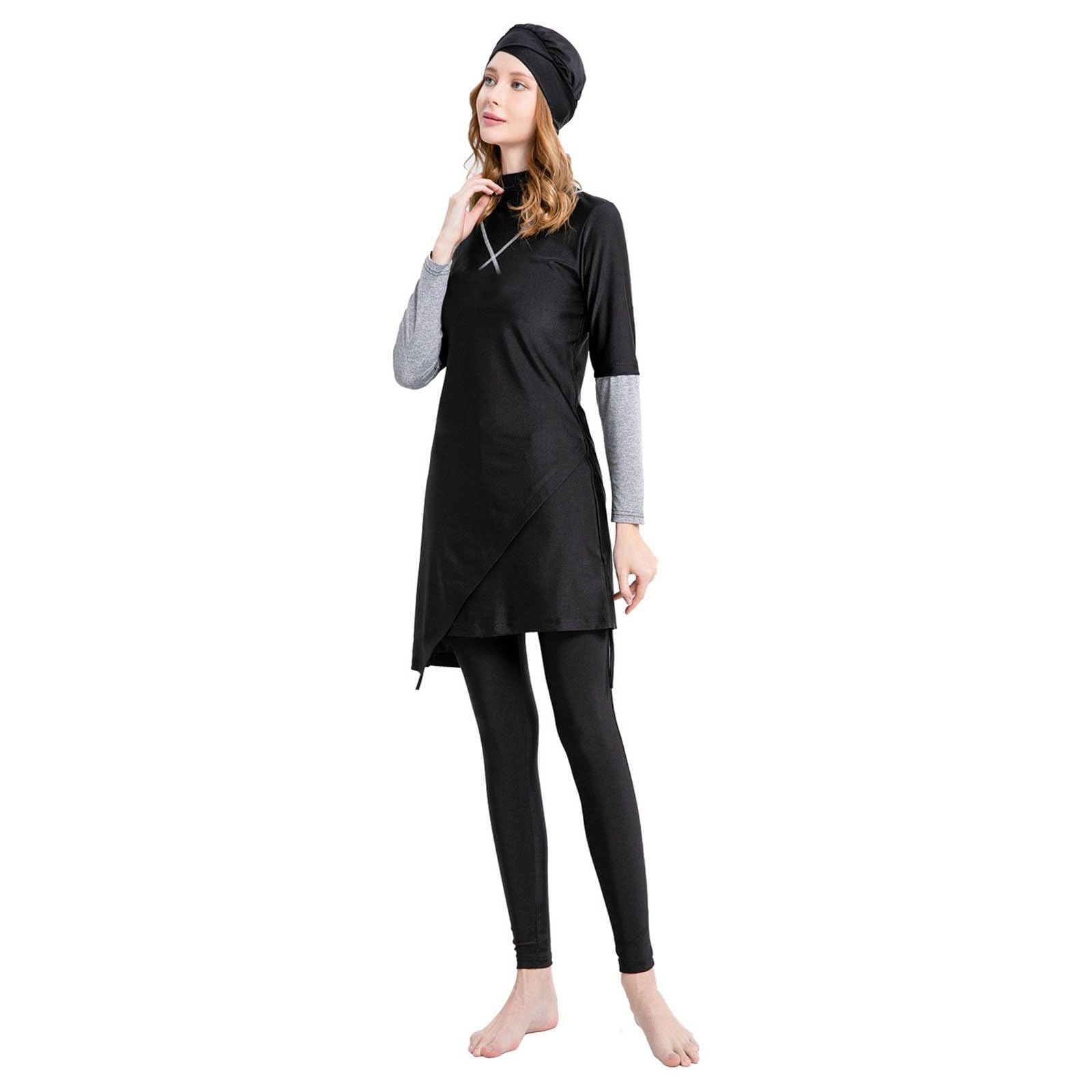 Generisch Costume da bagno da donna a maniche lunghe con pantaloni, copertura completa, tankini, costume da bagno a due pezzi, moda da spiaggia musulmana