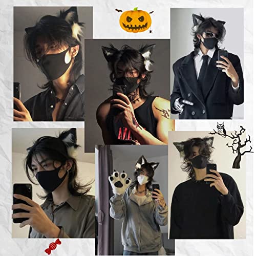 Image of VIGVAN Handmade Wolf Fox Ears Animal Cosplay Cute Head Accessories for Halloween