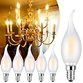 Ivyemons Dimmable CA11 E12 LED Candelabra Bulb, 40W Equivalent Frosted Chandelier Light Bulb, 4W 2700K Warm White 450LM CA11 Flame Tip Vintage Filament Candle Light, 6 Pack