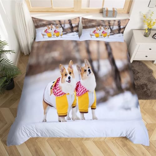 Housse de couette Corgi en microfibre douce avec fermeture éclair - 3