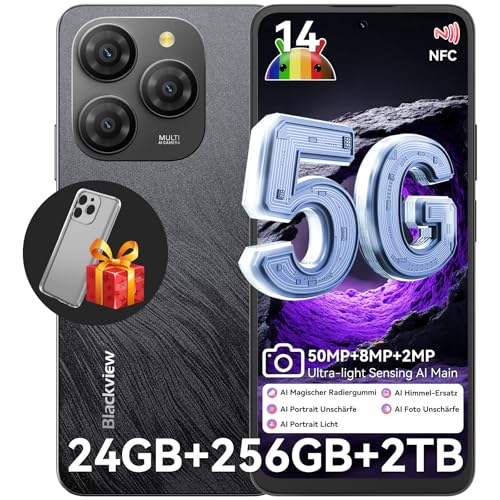Blackview Shark 9 Handy 5G 24GB+256GB /2TBTF, 2.7GHz Octa Core, Super PD 50MP AI Fotoalbum, Android 14 Smartphone ohne vertrag, 6.67“, 5000mAh Mit 18W, Dual SIM Handys/Fingerabdruck/Face ID/GPS/NFC