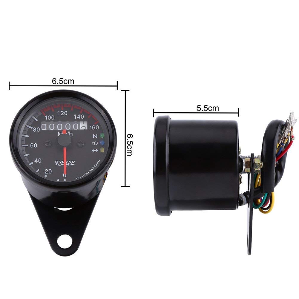Odomètre Compte-tours Vintage Compteurs Motos Universels 12V Indicateur De Vitesse Double Indications Rétro-éclairage LED - 2 Couleurs (Couleur : Noir Scooter 50cc