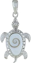LES POULETTES BIJOUX - 925 Sterling Silver Turtle and Eye of Saint Lucia Pendant, Sterling Silver