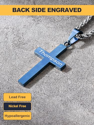 Image of U7 Cross Necklace for Men, Stainless Steel Silver Black Gold Mens Cross Necklace, 22-24 Inches