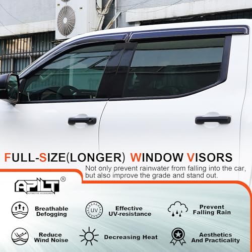 Image of Outside-Mount Rain Guards Window Visors for 2024-2026 Toyota Tacoma Double Cab Wind Vent Deflectors Truck Accessories Dark Smoke 4-Piece Set with Thicker