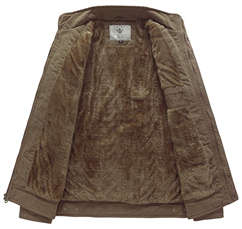 Image of WenVen Men's Military Jacket Fleece Lined Winter Puffer Coat Cotton Windbreaker Parka