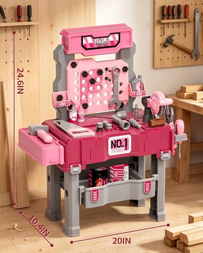 Pink Kids Tool Bench for Girls