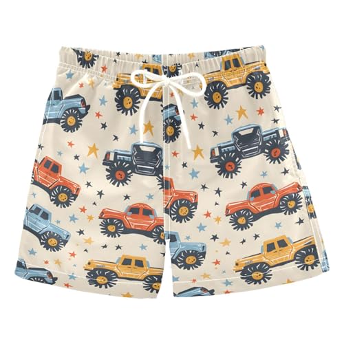panksolu Monster Trucks Cartoon Boys Swim Trunks Quick Dry Kids Swim Shorts Toddler Shorts Beach Board Shorts Boys Swim Shorts Boys' Swimwear Jammers,4T Multicolor