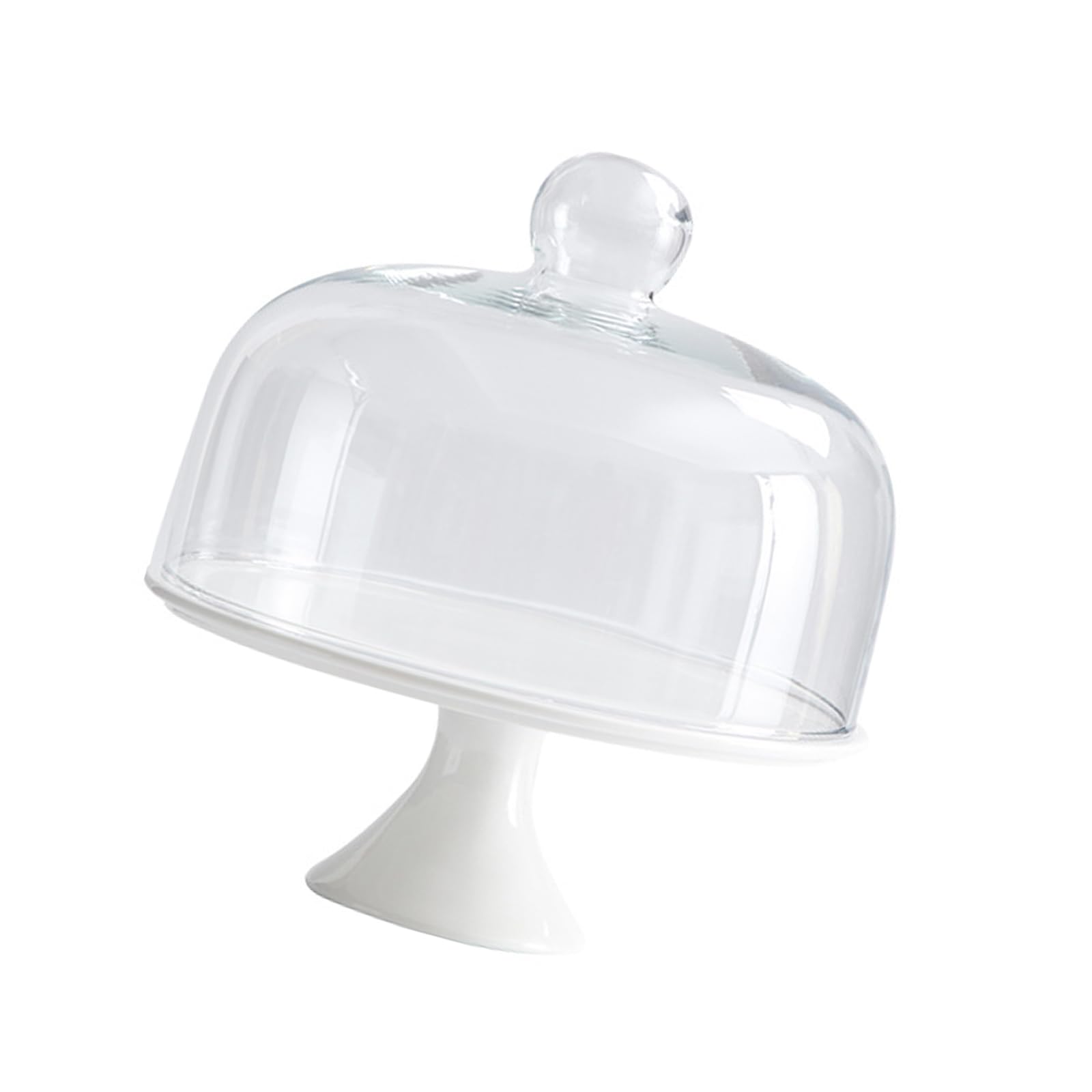 Xjdzineq Modern High Foot Cake Stand with Elevated Base Multipurpose Ceramic Glass Serving for Pastries Snacks Glass Dessert Plate