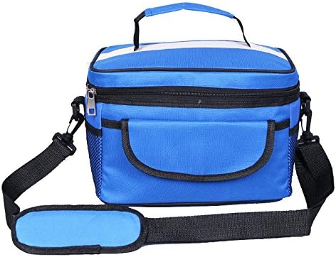 HMQINYI Reusable Lunch Bag,Insulated Thermal Lunch Box for Men Women Boys,Picnic Cooler Bag with Shoulder Strap 8L,8 cans(Blue)