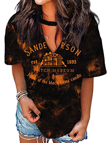 MAIHUN Halloween Shirt for Women Hocus Pocus Shirts Sanderson Sisters Scary Movies T Shirt Horror Squad Tee Tops