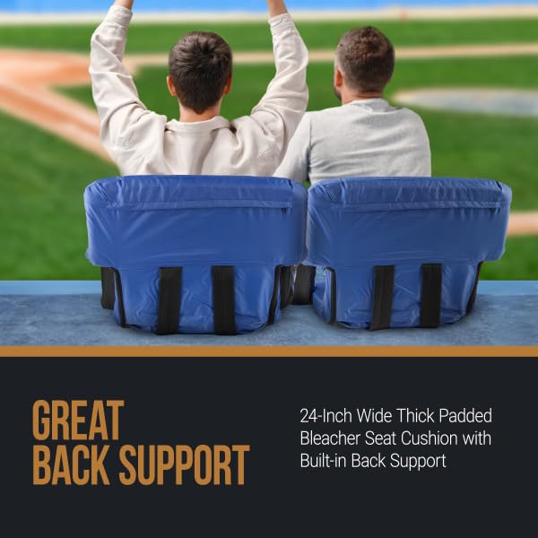 Home-Complete Wide Reclining Stadium Seat Cushion with Back Support, Armrests, 6 Adjustable Positions and Carry Straps - Portable Stadium Seats and Bleacher Chairs with Back and Cushion (Blue) by Home-Complete - Image 3
