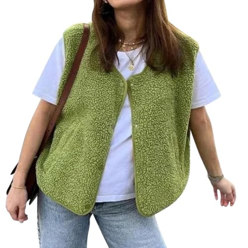 Generisch Teddy Fleece Weste Damen Lang ärmellos Mit Knopfleiste Flauschige Jacke Warm Gefüttert Mode Westen Fleeceweste Teddy Weste Damen übergangsjacke Damen Plüschweste