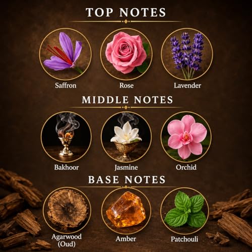 Image of Solavea Golden Oud Attar Perfume Oil for Men & Women | Premium Alcohol-Free Long Lasting Attar | Saffron, Rose, Lavender, Bakhoor, Jasmine, Orchid, Agarwood, Amber & Patchouli | Concentrated Roll-On Fragrance | 3ml