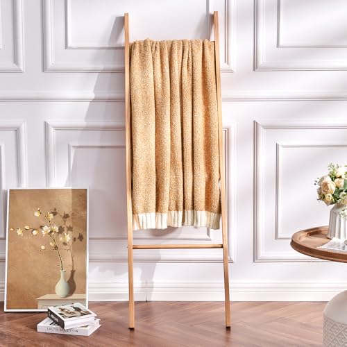 Image of CozeCube Reversible Knitted Throw Blanket, Orange White Melange 60 inchx80 inch