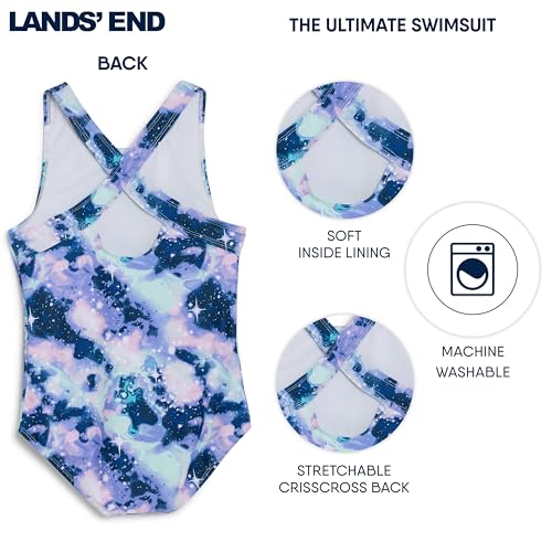 Image of Lands' End Girls' UPF 50+ Stretch Crisscross Back One Piece Swimsuit