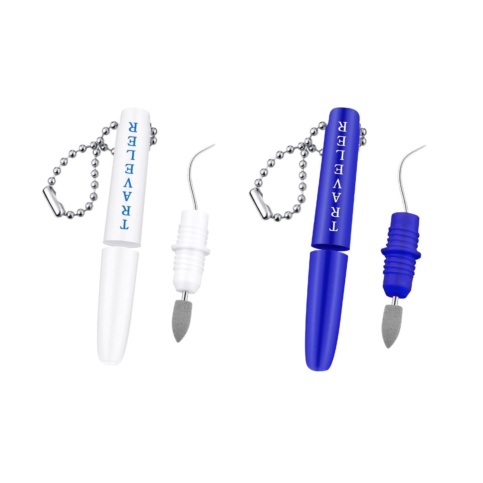 KASTWAVE Portable Stainless Steel Toothpick, 2 Pcs Reusable Mini Metal Toothpick with Keychain, Remove Plaque, Keep Oral Hygiene for Outdoor Picnic and Camping