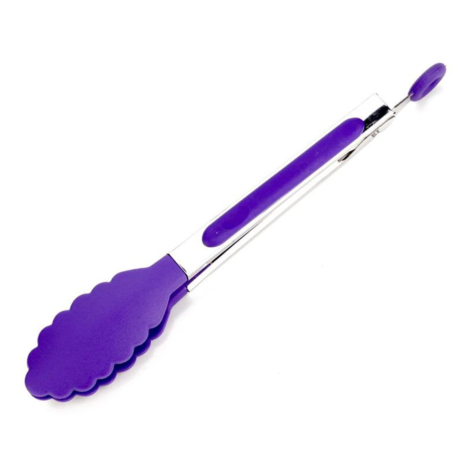 Pinces de Cuisine Pinces à Salade en Silicone antidérapantes Pinces à Aliments résistantes à la Chaleur Pinces à Servir créatives Outils de Cuisine (Violet)