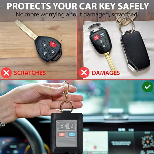 Image of Leather Keys Sleeve for Broken Car Key Loop Replacement - Cute Keychain Cover - Protector, Holder for Men & Women